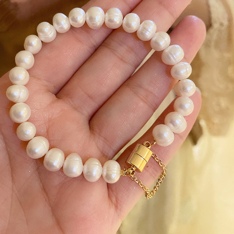 Wholesale Freshwater Pearl Round Bead Fishtail Bracelet